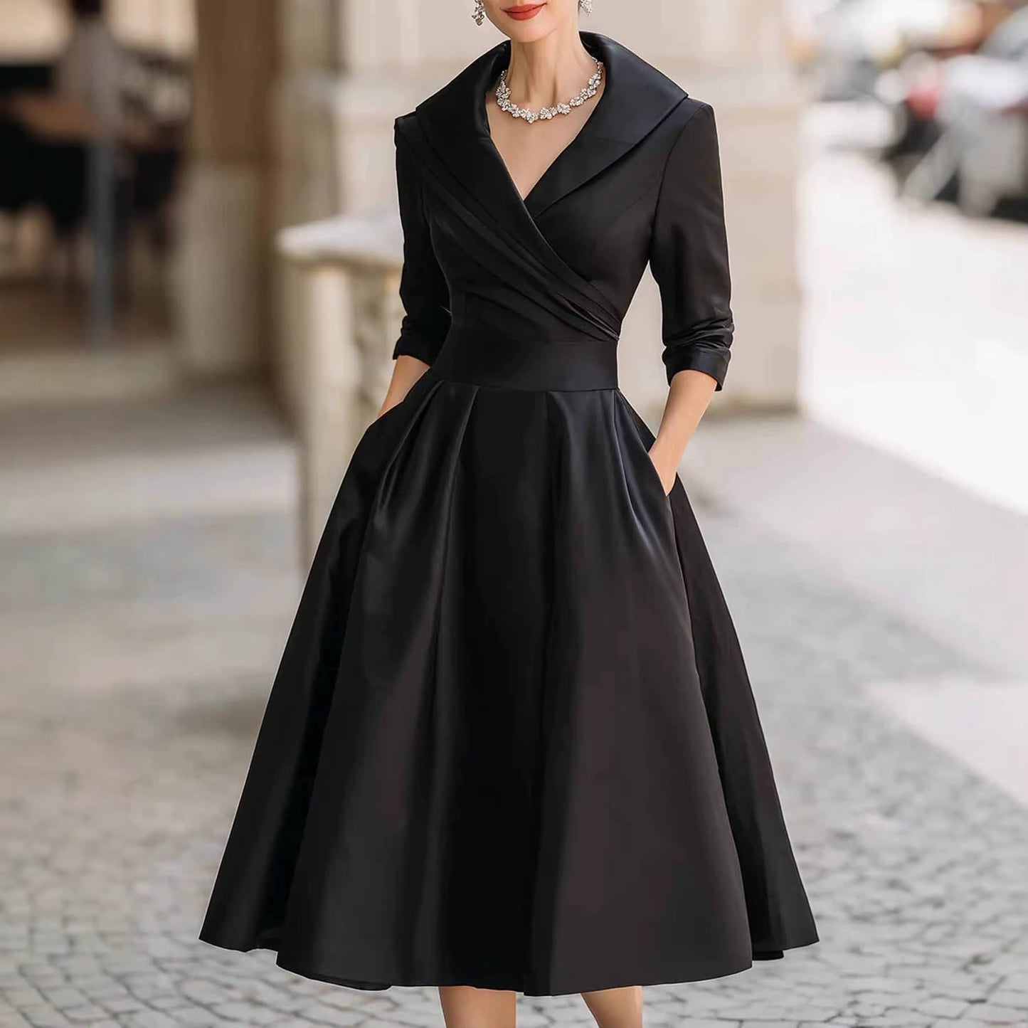 Fashion Solid Dress for Women Elegant Long Sleeve V Neck High Waist Loose Dresses Robe Femme Holiday Party Skirt Clothes New